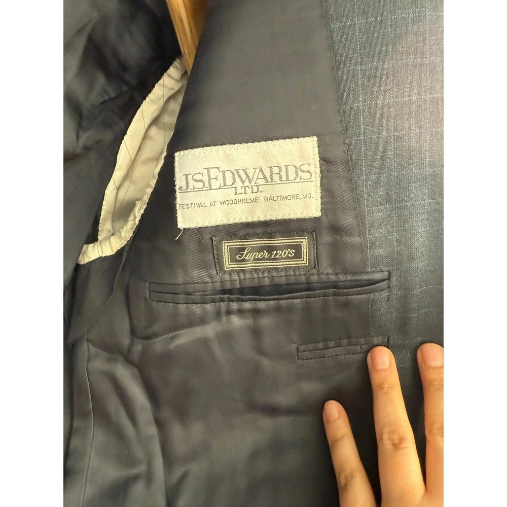 Canali Navy Blue Windowpane Checked‎ Pure Wool Mens Sportcoat Size 54R